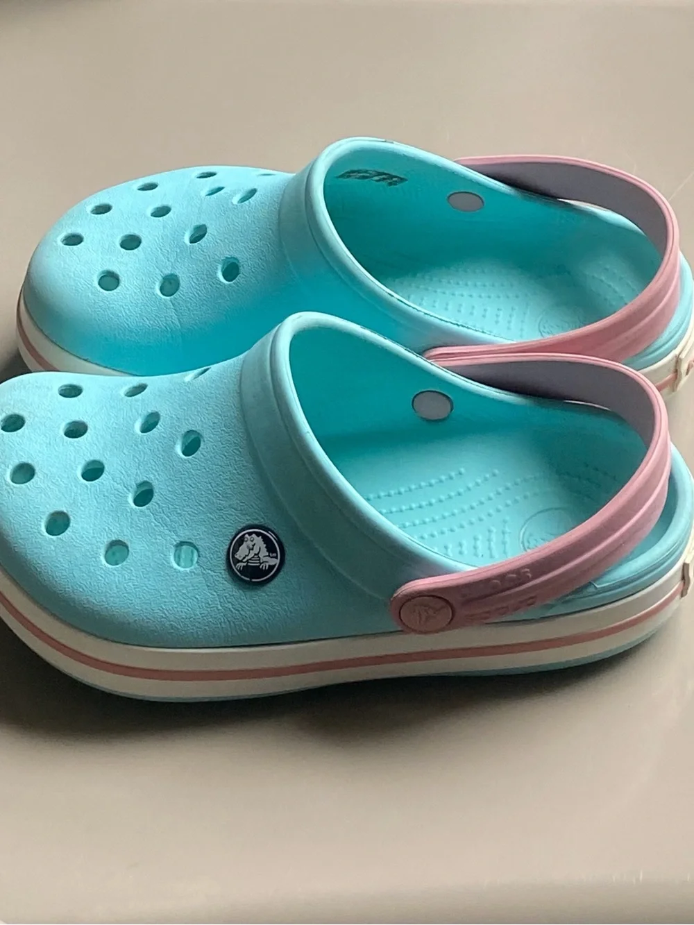 CROCS Kids Aqua Clog with Pink Strap